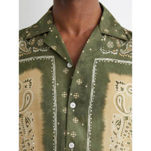 REISS Vicente Paisley-Print Cuban-Collar Shirt
